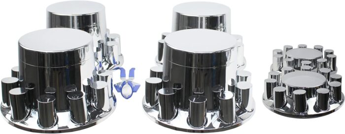 Chrome Wheel Axle Cover, Flange Nut Covers and Removable Center Cap