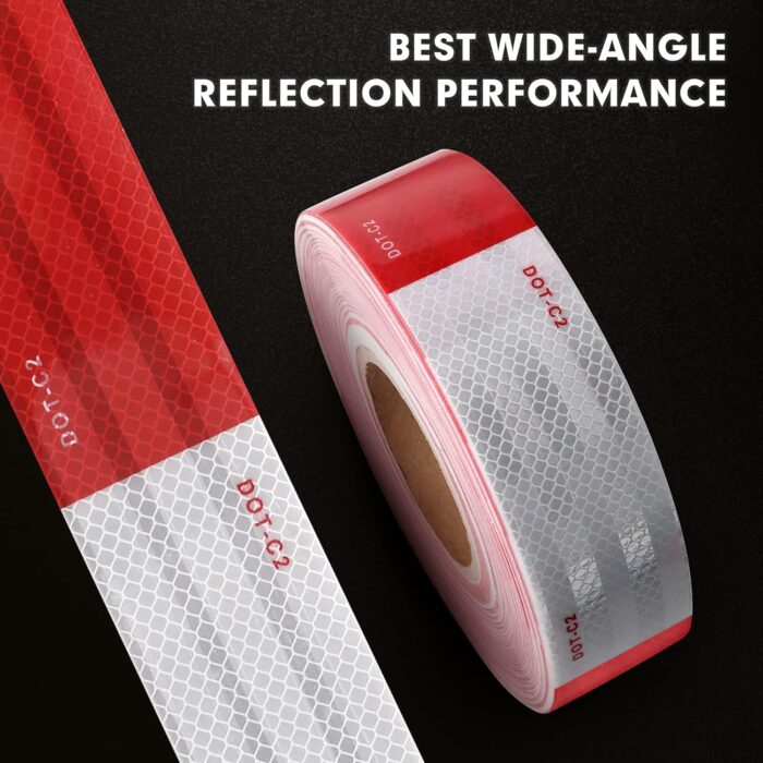 Reflective Red and White Waterproof Safety Tape DOT-C2 - Image 2